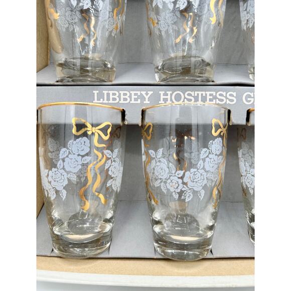 Vintage Libbey Rose Classic Glasses Set – 1950s Hostess Safedge 8pc - Picture 7 of 9